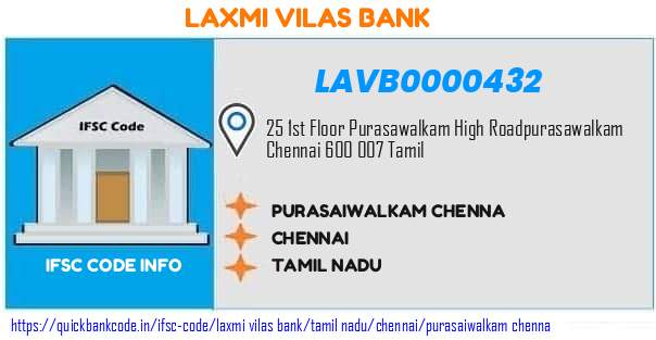 Laxmi Vilas Bank Purasaiwalkam Chenna LAVB0000432 IFSC Code