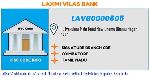 Laxmi Vilas Bank Signature Branch Cbe LAVB0000505 IFSC Code