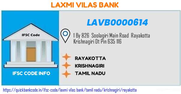 Laxmi Vilas Bank Rayakotta LAVB0000614 IFSC Code