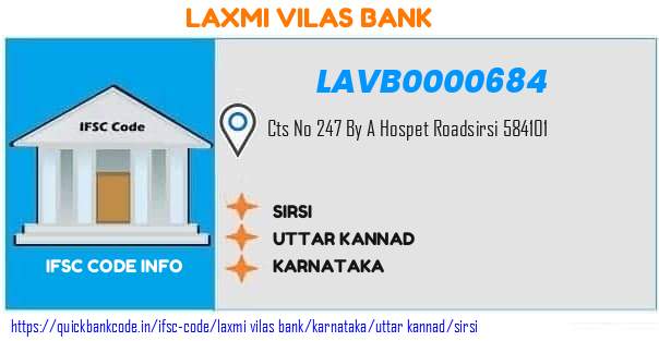 Laxmi Vilas Bank Sirsi LAVB0000684 IFSC Code