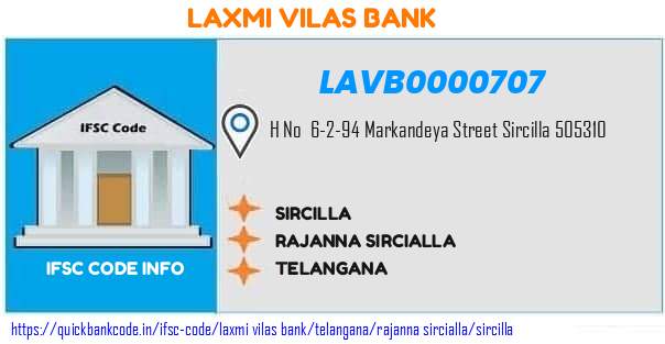 Laxmi Vilas Bank Sircilla LAVB0000707 IFSC Code