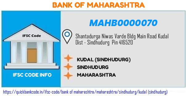 Bank of Maharashtra Kudal sindhudurg MAHB0000070 IFSC Code
