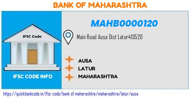 Bank of Maharashtra Ausa MAHB0000120 IFSC Code