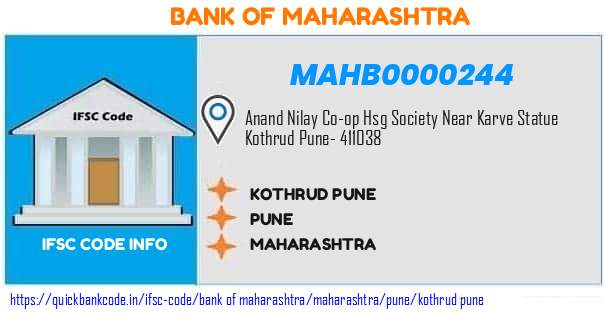 Bank of Maharashtra Kothrud Pune MAHB0000244 IFSC Code