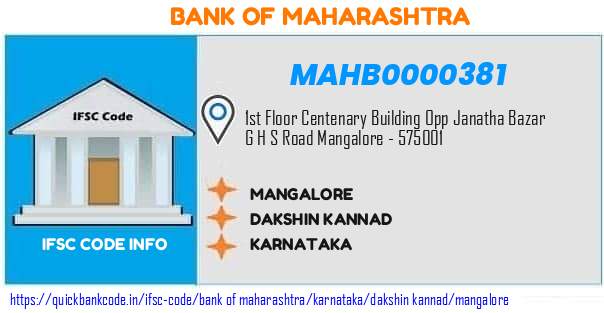 Bank of Maharashtra Mangalore MAHB0000381 IFSC Code
