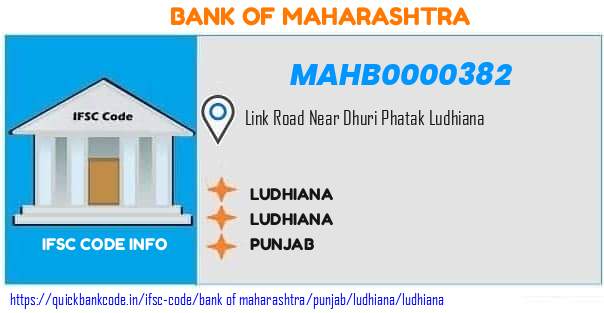 Bank of Maharashtra Ludhiana MAHB0000382 IFSC Code