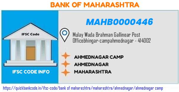 Bank of Maharashtra Ahmednagar Camp MAHB0000446 IFSC Code