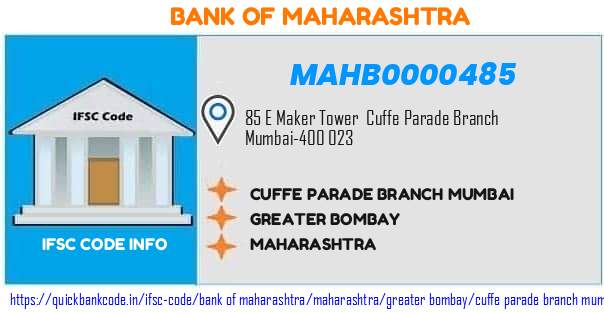 Bank of Maharashtra Cuffe Parade Branch Mumbai MAHB0000485 IFSC Code