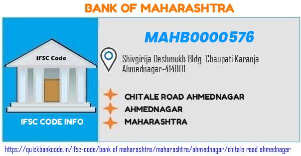 Bank of Maharashtra Chitale Road Ahmednagar MAHB0000576 IFSC Code