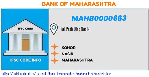 Bank of Maharashtra Kohor MAHB0000663 IFSC Code