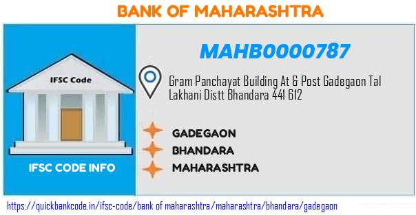 Bank of Maharashtra Gadegaon MAHB0000787 IFSC Code