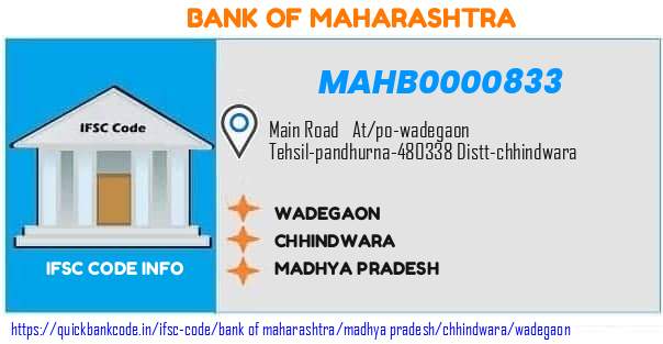 MAHB0000833 Bank of Maharashtra. WADEGAON