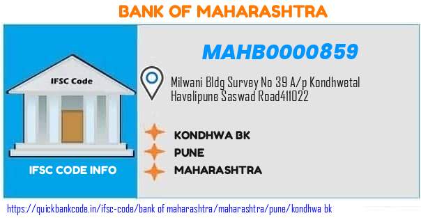 Bank of Maharashtra Kondhwa Bk MAHB0000859 IFSC Code