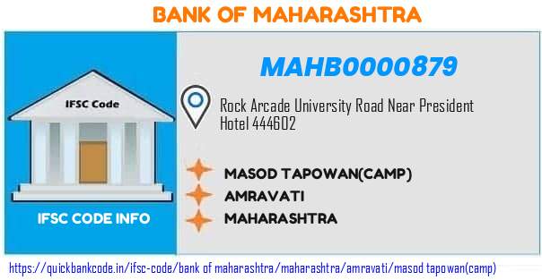Bank of Maharashtra Masod Tapowancamp MAHB0000879 IFSC Code