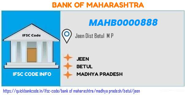Bank of Maharashtra Jeen MAHB0000888 IFSC Code
