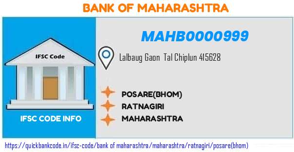 Bank of Maharashtra Posarebhom MAHB0000999 IFSC Code