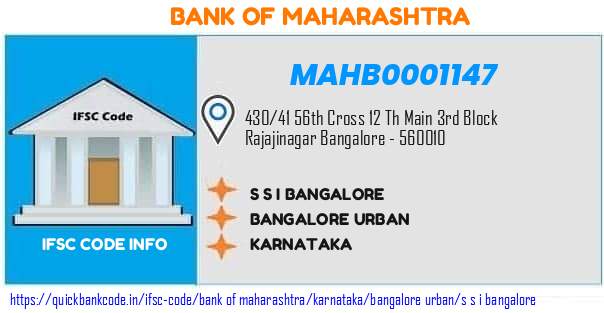 Bank of Maharashtra S S I Bangalore MAHB0001147 IFSC Code