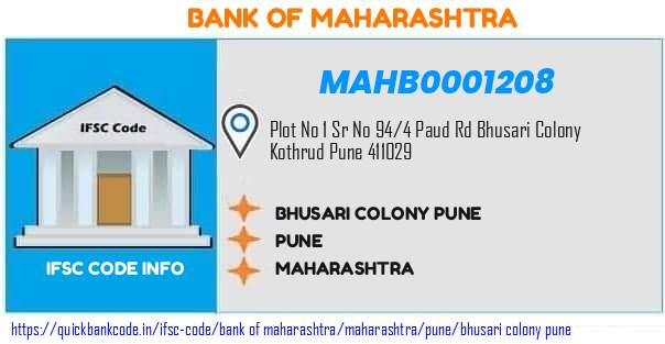 Bank of Maharashtra Bhusari Colony Pune MAHB0001208 IFSC Code