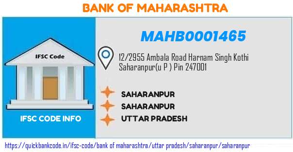 Bank of Maharashtra Saharanpur MAHB0001465 IFSC Code