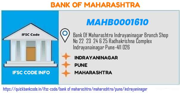 Bank of Maharashtra Indrayaninagar MAHB0001610 IFSC Code