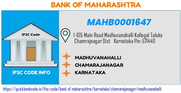 Bank of Maharashtra Madhuvanahalli MAHB0001647 IFSC Code