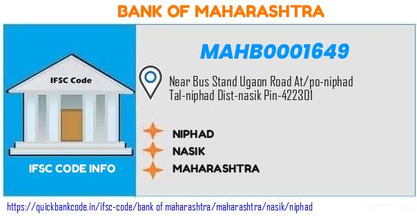 Bank of Maharashtra Niphad MAHB0001649 IFSC Code