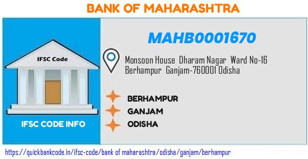 Bank of Maharashtra Berhampur MAHB0001670 IFSC Code