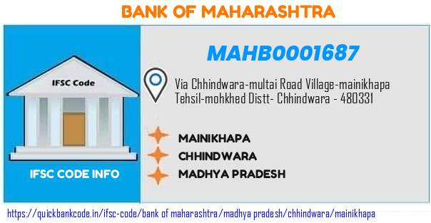 Bank of Maharashtra Mainikhapa MAHB0001687 IFSC Code