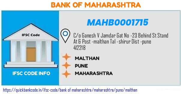 Bank of Maharashtra Malthan MAHB0001715 IFSC Code