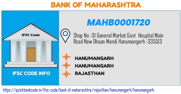 MAHB0001720 Bank of Maharashtra. HANUMANGARH