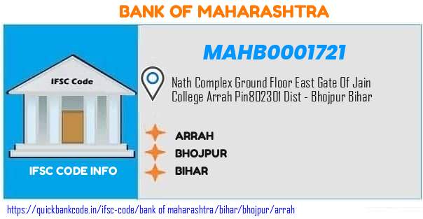 Bank of Maharashtra Arrah MAHB0001721 IFSC Code