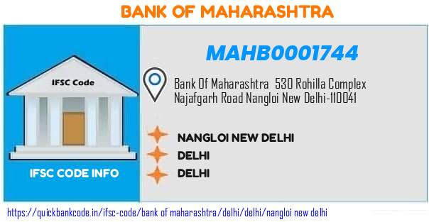 Bank of Maharashtra Nangloi New Delhi MAHB0001744 IFSC Code
