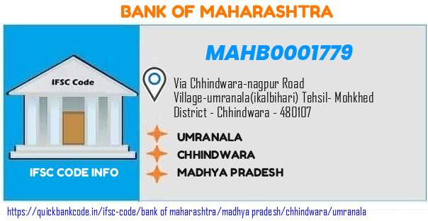 MAHB0001779 Bank of Maharashtra. UMARANALA
