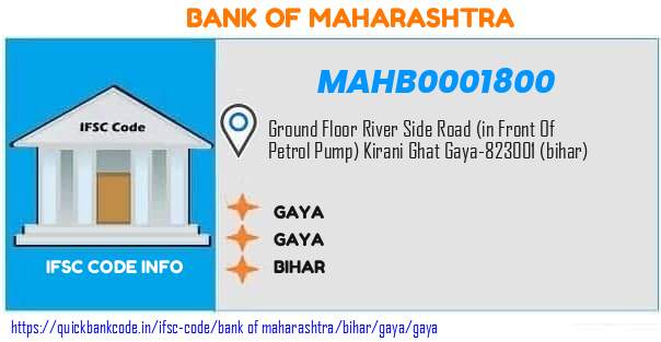 MAHB0001800 Bank of Maharashtra. GAYA