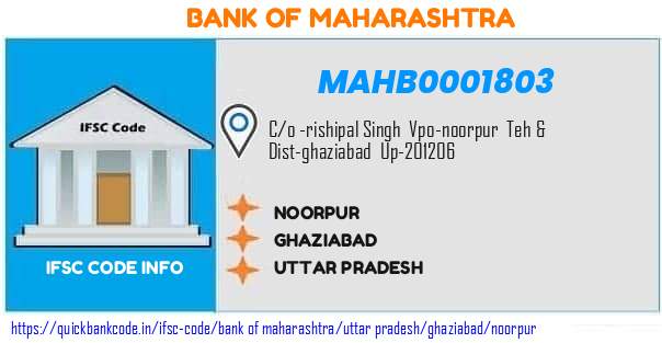 Bank of Maharashtra Noorpur MAHB0001803 IFSC Code