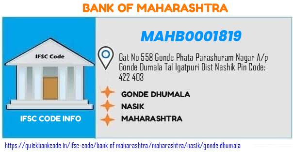 Bank of Maharashtra Gonde Dhumala MAHB0001819 IFSC Code