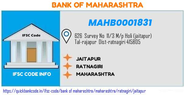 Bank of Maharashtra Jaitapur MAHB0001831 IFSC Code