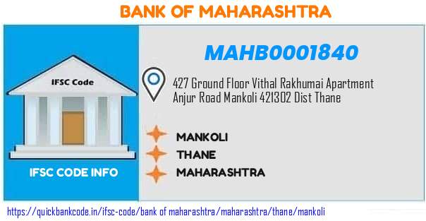 Bank of Maharashtra Mankoli MAHB0001840 IFSC Code