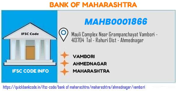 Bank of Maharashtra Vambori MAHB0001866 IFSC Code