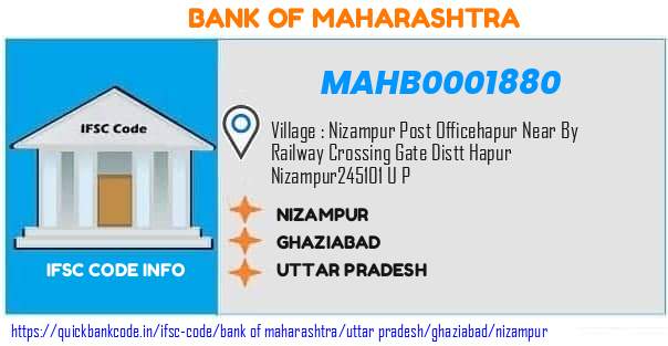 Bank of Maharashtra Nizampur MAHB0001880 IFSC Code