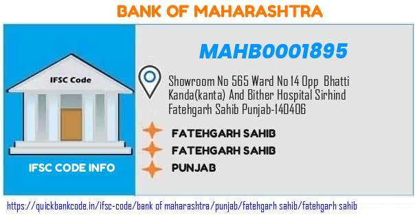 Bank of Maharashtra Fatehgarh Sahib MAHB0001895 IFSC Code