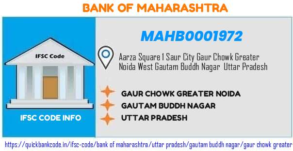 Bank of Maharashtra Gaur Chowk Greater Noida MAHB0001972 IFSC Code