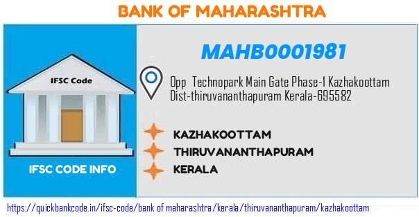 Bank of Maharashtra Kazhakoottam MAHB0001981 IFSC Code