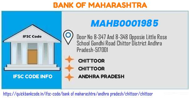 Bank of Maharashtra Chittoor MAHB0001985 IFSC Code