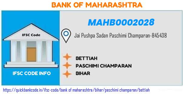 MAHB0002028 Bank of Maharashtra. BETTIAH