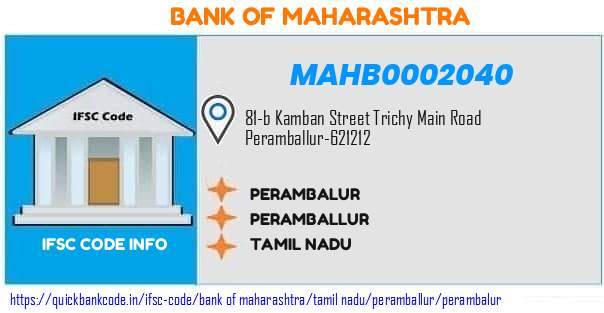 Bank of Maharashtra Perambalur MAHB0002040 IFSC Code