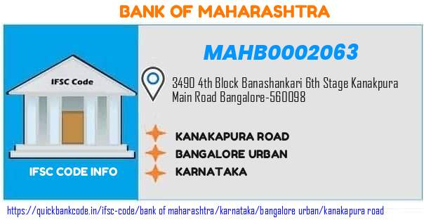 Bank of Maharashtra Kanakapura Road MAHB0002063 IFSC Code