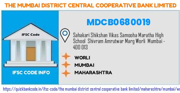 MDCB0680019 Mumbai District Central Co-operative Bank. WORLI