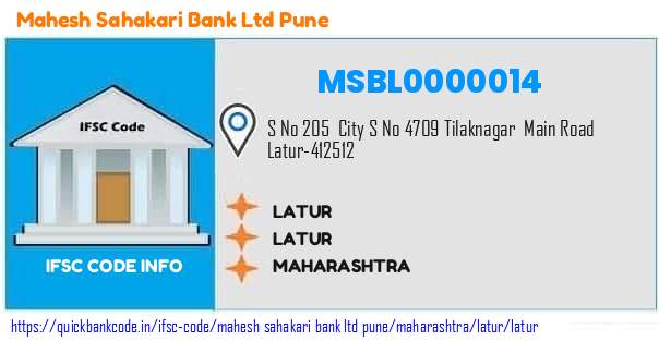 Mahesh Sahakari Bank   Pune Latur MSBL0000014 IFSC Code