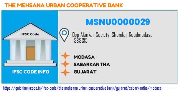 The Mehsana Urban Cooperative Bank Modasa MSNU0000029 IFSC Code